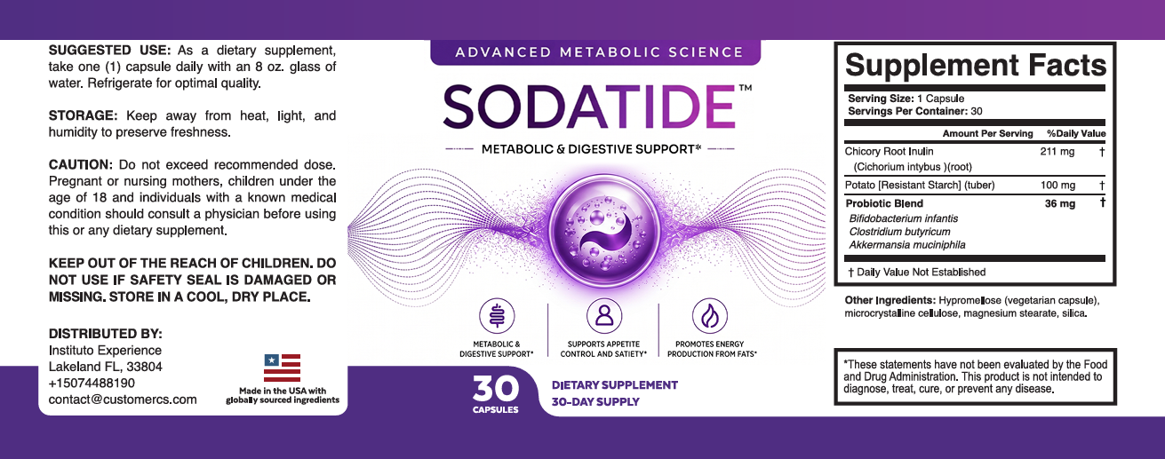 SodaTide ingredient label
